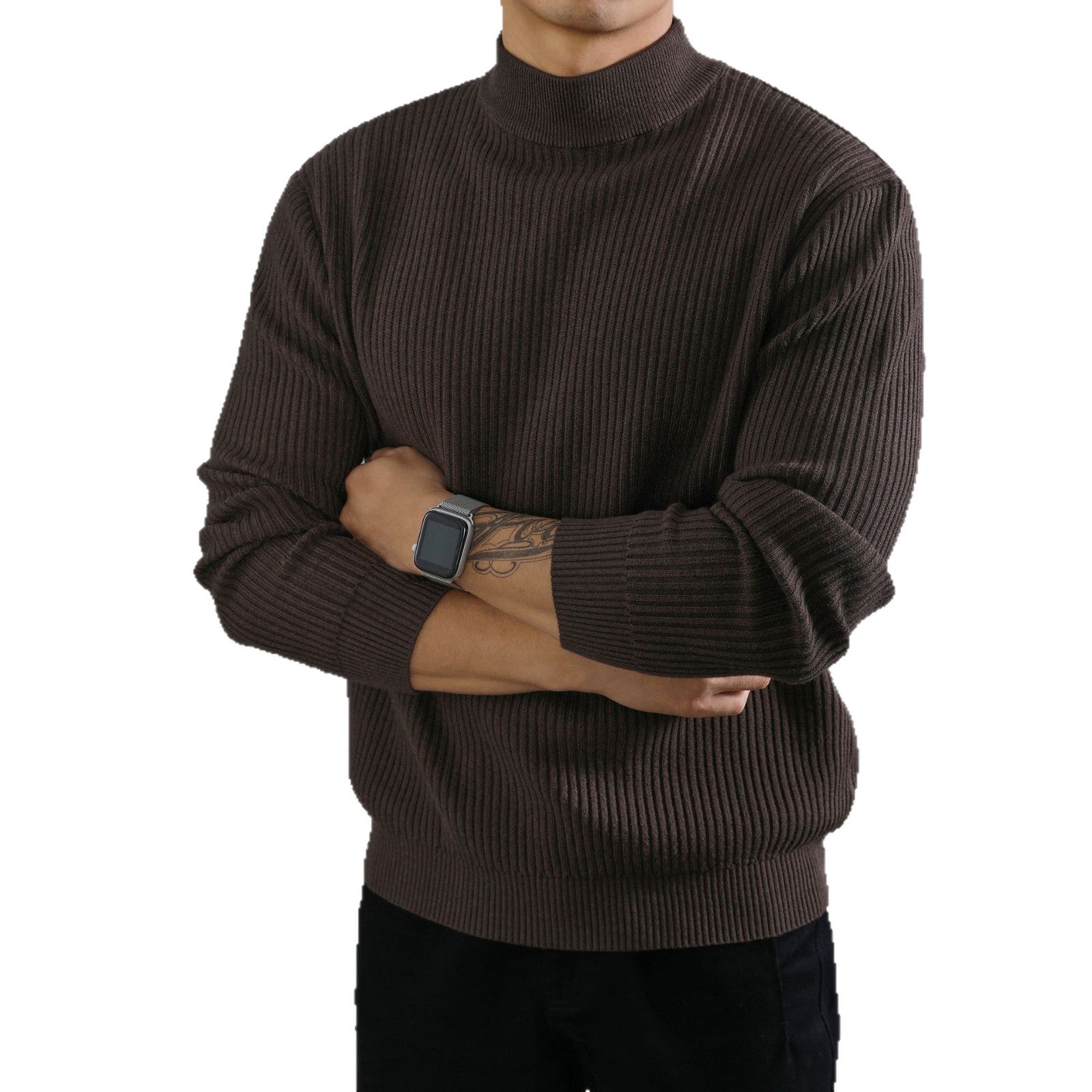 men’s half turtleneck sweater ribbed