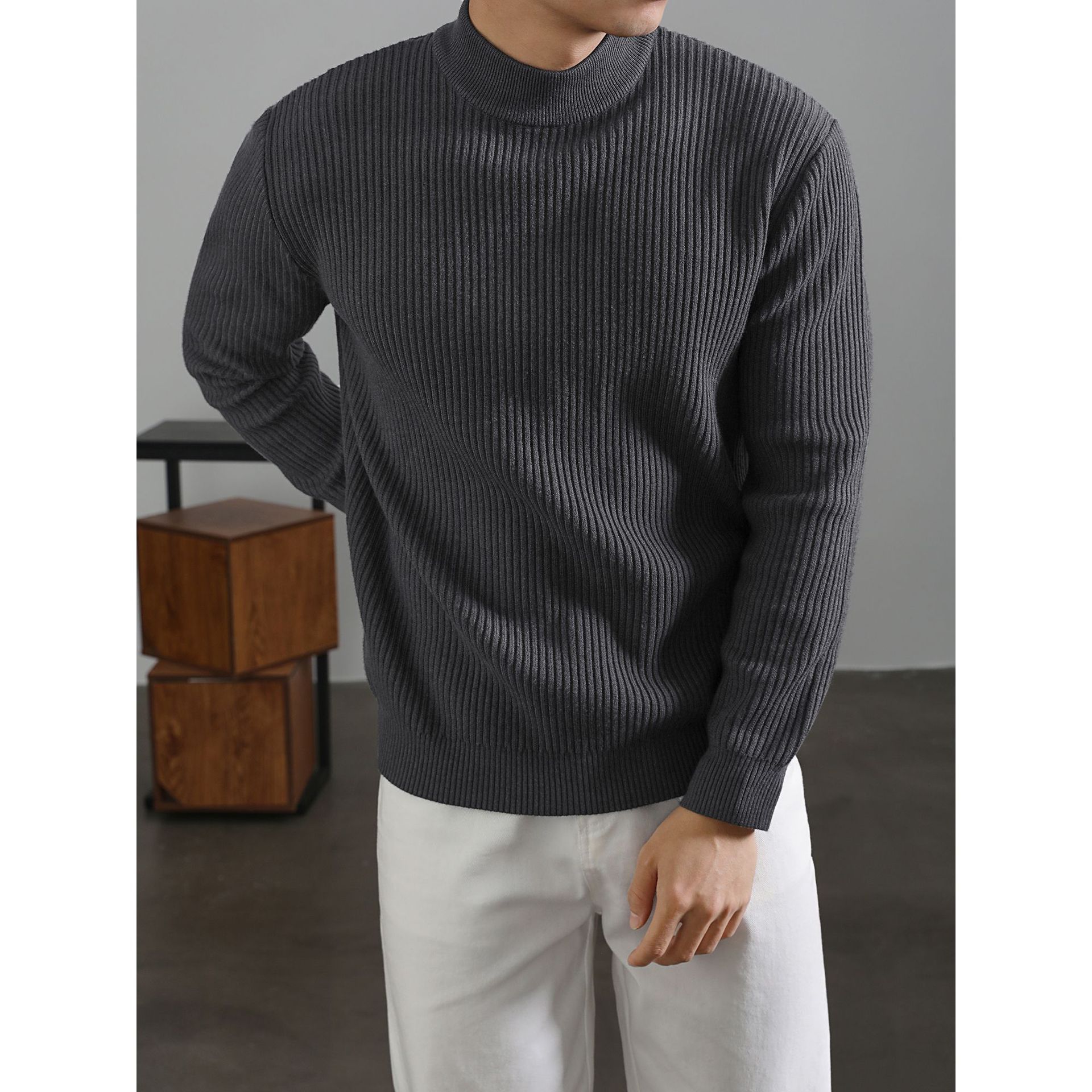 men’s half turtleneck sweater ribbed